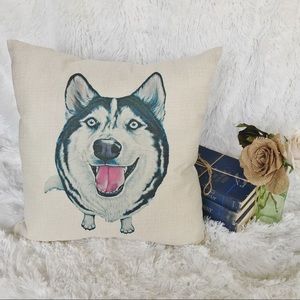 Siberian husky pillow, New!